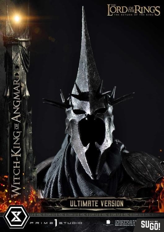 portrait of the witch king of angmar in brass armor