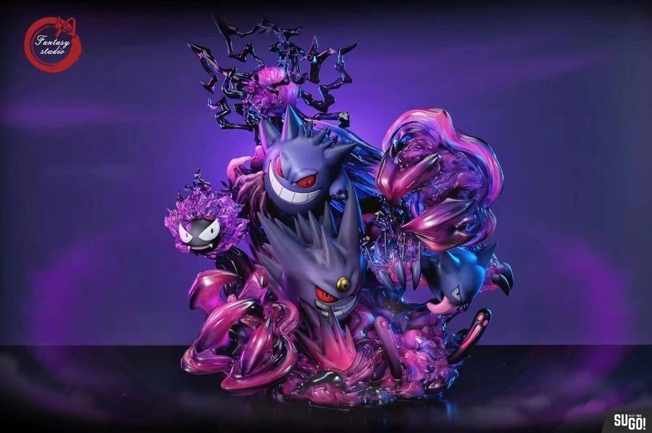 Fantasy Studio Pokemon Gengar Family with LED GK Statue Original Color ...