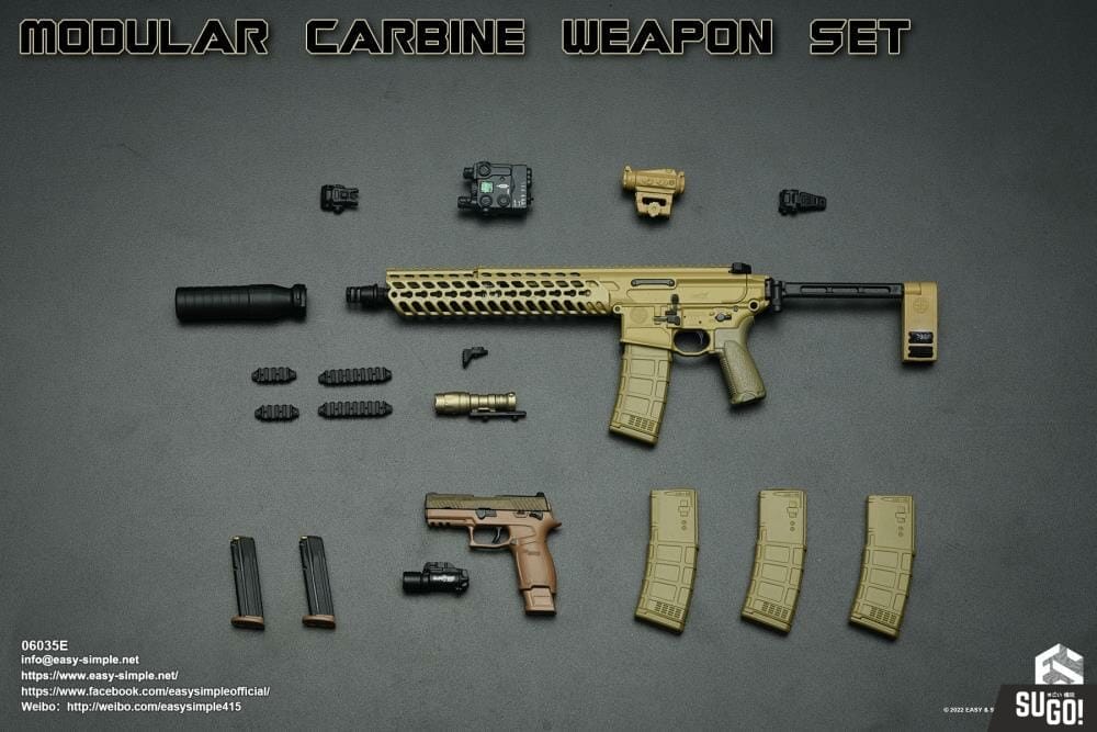 Easy & Simple MCX Modular Carbine Weapon Set (Ver. E) 1/6 Scale ...
