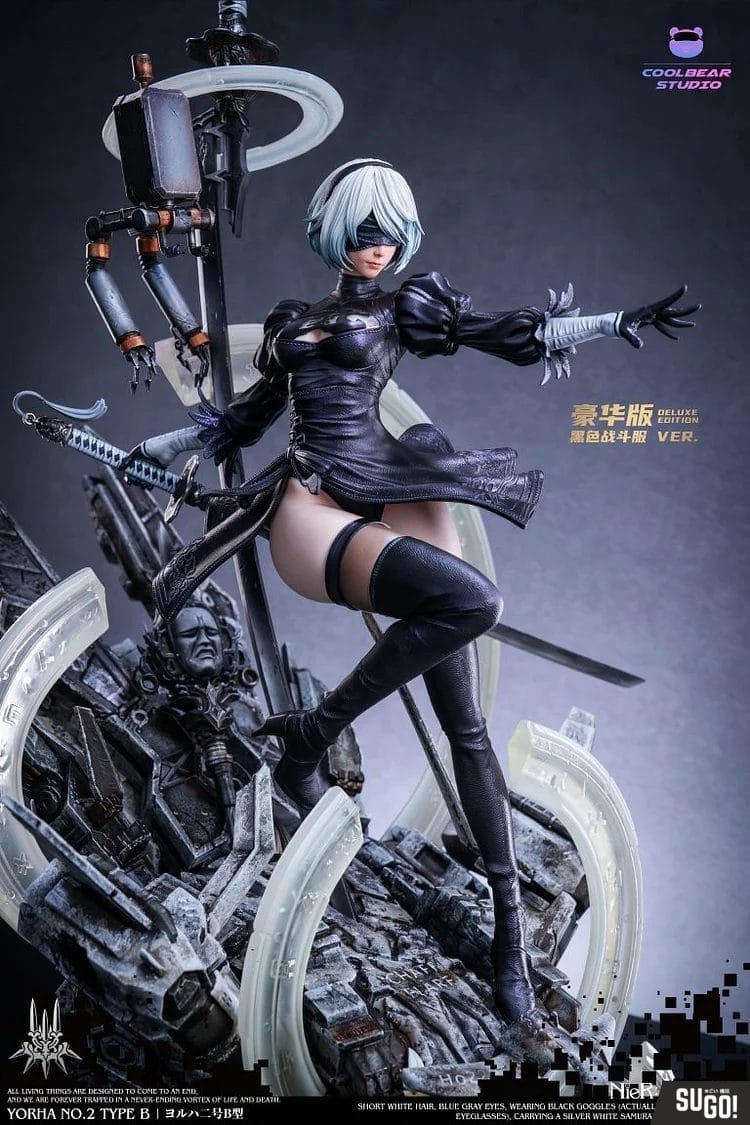 Coolbear Studio [18+] Nier Automata #3 2B [Black Deluxe Ver.] 1/4 GK Statue  - Sugo Toys | Australian Premium Collectable Store