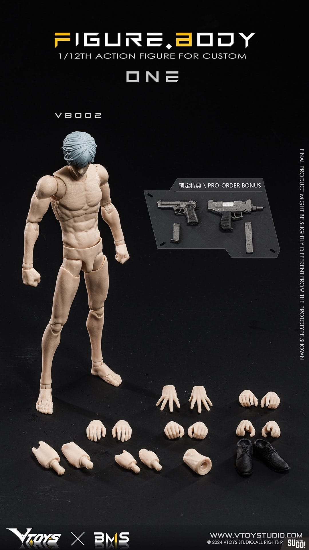 VToys X Bms VB002 Figure Body One White Skin 1/12 Action Figure