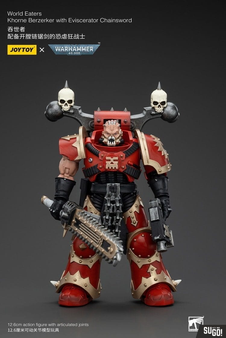 Joy Toy JT00560 Warhammer 40K World Eaters Khorne Berzerker With Eviscerator Chainsword 1/18 Action Figure