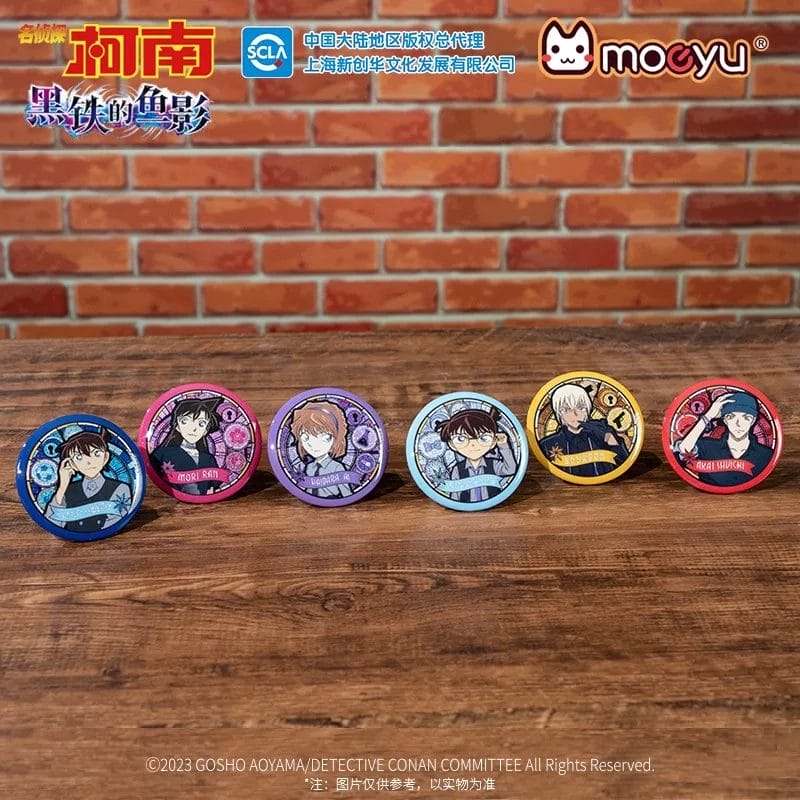 Moeyu Detective Conan The Movie 26 Black Iron Submarine Kogoro And Conan Tin Badge Goods